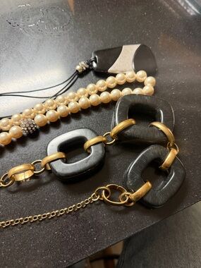Unbranded Black & Gold Statement Link Necklace.   3 necklaces from Chico’s.